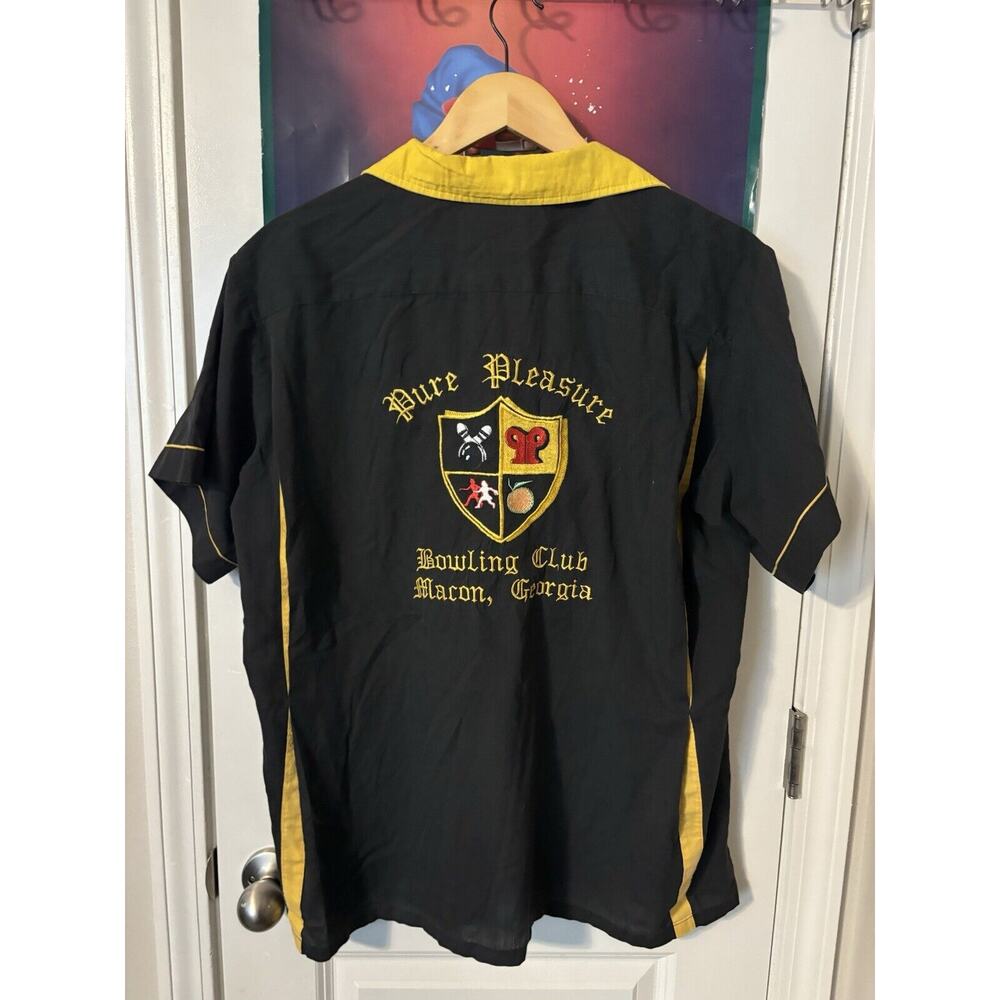Vintage faded black bowling Shirt Size Large Made In USA Pure Pleasure